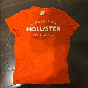 Hollister Vibrant Orange Tee with White Text